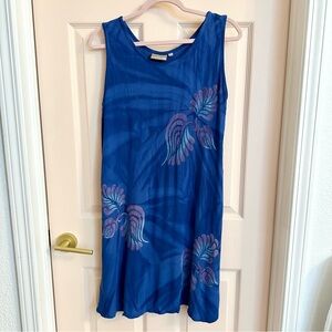 Blue tropical batik dress